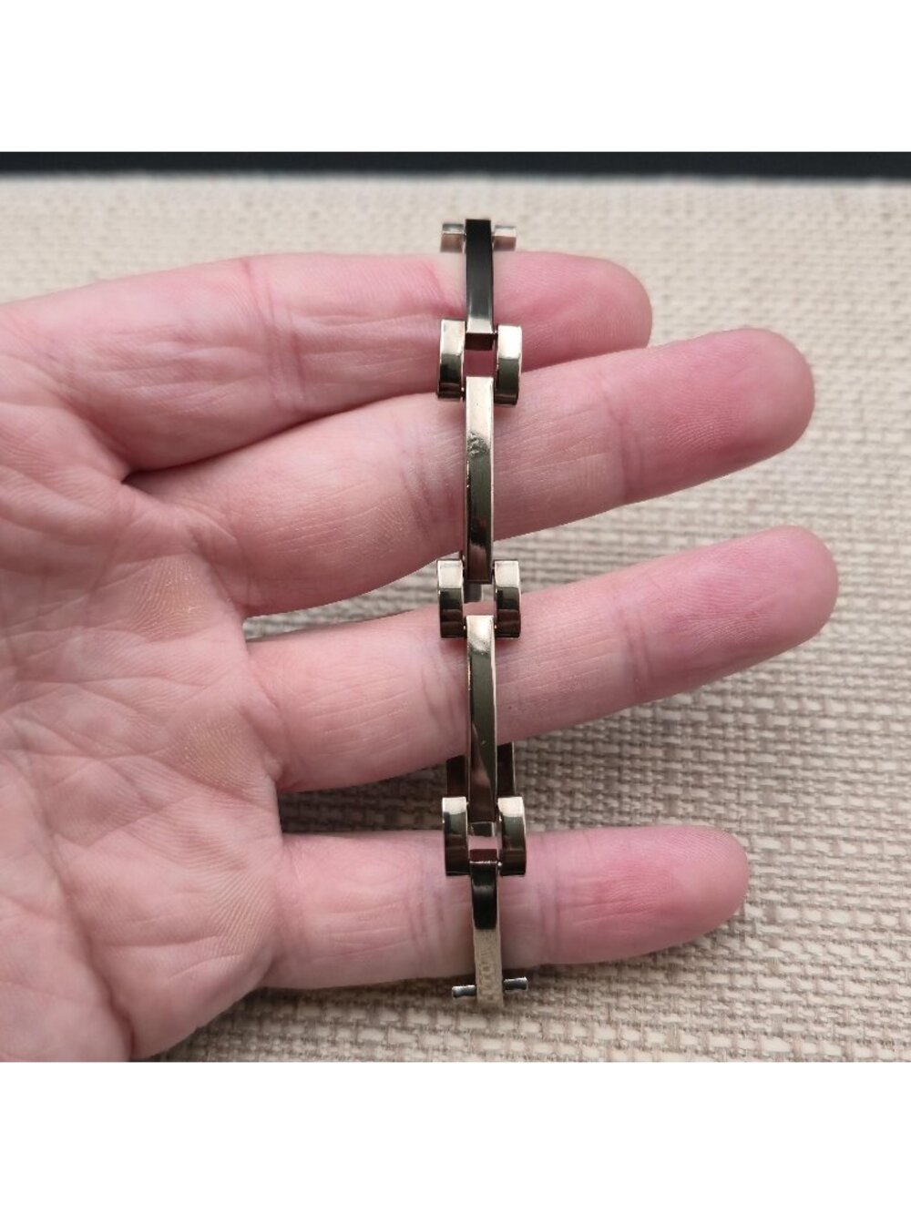 7 Inch Sterling Silver Heavy Geometric Bar and Link Chain Bracelet A8808